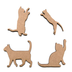 MDF Cats Various Poses Decoration 3mm Thick