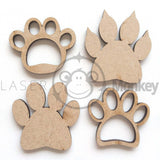 Wooden MDF Dog Paw Shapes Decoration 3mm Thick Gift Tag Blank Laser Cut