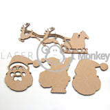 Wooden MDF Santa Sleigh Christmas Tree Decoration 3mm Thick Gift Tag Blank Laser Cut