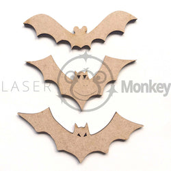 Wooden MDF Halloween Bats Decoration 3mm Thick Gift Tag Blank Laser Cut