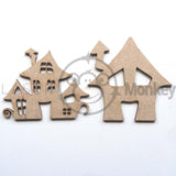 Wooden MDF Halloween Haunted House Craft Shape Sign Blank 3mm Thick Blank