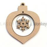 Wooden MDF Christmas Snowflake Star Bell Angel Wings Baubles Tree Decoration 3mm Thick Gift Tag Blank Laser Cut