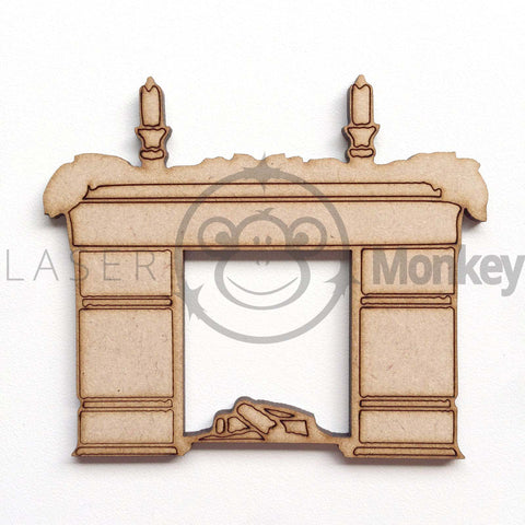 Wooden MDF Fireplace Shape 3mm Thick Detailed Embellishments Decoration Craft Shapes 80mm - 300mm