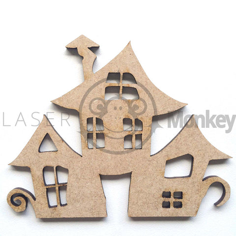 Wooden MDF Halloween Haunted House Craft Shape Sign Blank 3mm Thick Blank