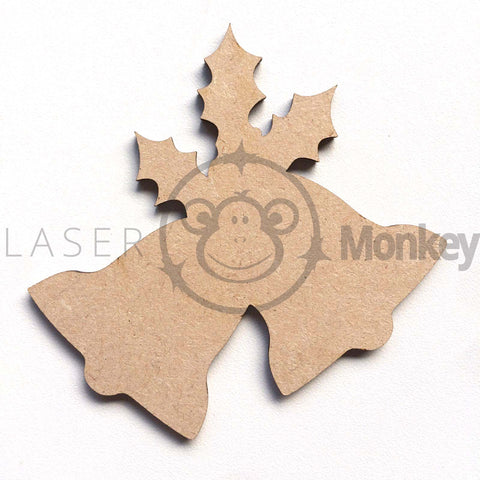 Wooden MDF Holly Wreath Bells Sprig Christmas Decoration 3mm Thick Gift Tag Blank Laser Cut