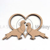 Wooden MDF Love Doves Shapes 3mm Thick Embellishments Decoration Craft Shapes 20mm - 125mm