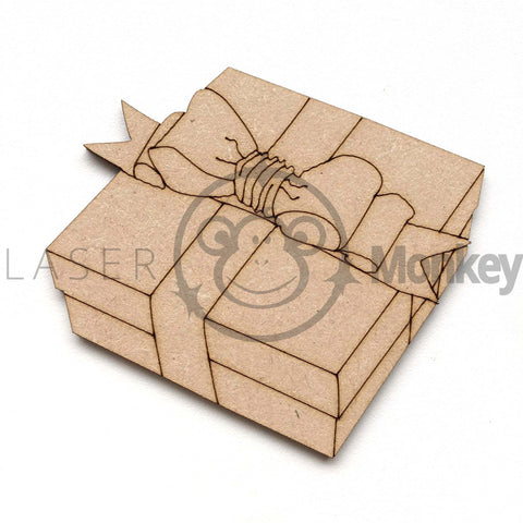 Wooden MDF Gift Box Present Shape 3mm Thick Embellishments Decoration Craft Shapes 60mm - 300mm