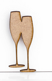 Wooden MDF Champagne Glasses Shapes Decoration Embellishments 3mm Thick