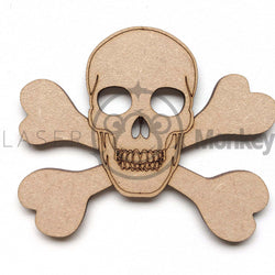 Wooden MDF Skull and Cross Bones Craft Shape Decoration Embellishment 3mm Thick