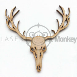 Wooden MDF Stag Skull Craft Shape Decoration Embellishment 3mm Thick