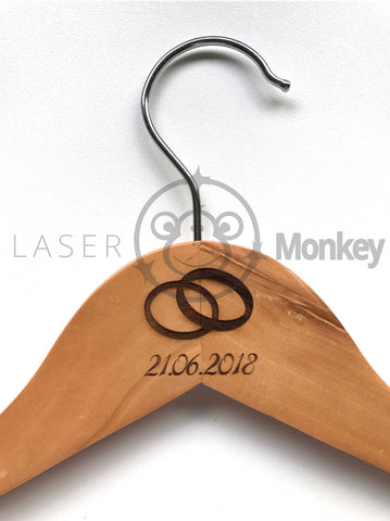 Personalised Laser Engraved Bride and Groom Wedding Hangers in Wood