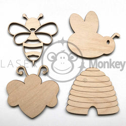 Wooden Birch Ply Honey Bees Beehive Insects Decoration 3mm Thick Tags Blank
