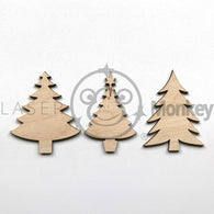 Birch Ply Wooden Christmas Tree Shapes 3mm Thick Embellishments Decoration Craft