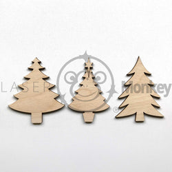 Birch Ply Wooden Christmas Tree Shapes 3mm Thick Embellishments Decoration Craft