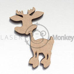 Wooden MDF Rudolf Reindeer Cartoon Style Craft Shape Embellishment Decoration 3mm Thick Blank